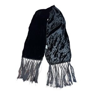 Velvet viscose black fringe scarf old money classic whimsigoth winter witchy